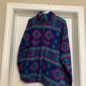 Kids Patterned Fleece Jacket - Blue and Pink